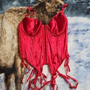 Red Satin Bustier Corset Top